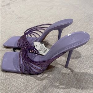 Zara Lilac Crystal-Strap Stiletto Heels